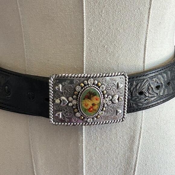 Floral Rhinestone Buckle Embossed Belt Cottagecore Western Romantic 
35–41” main image 9